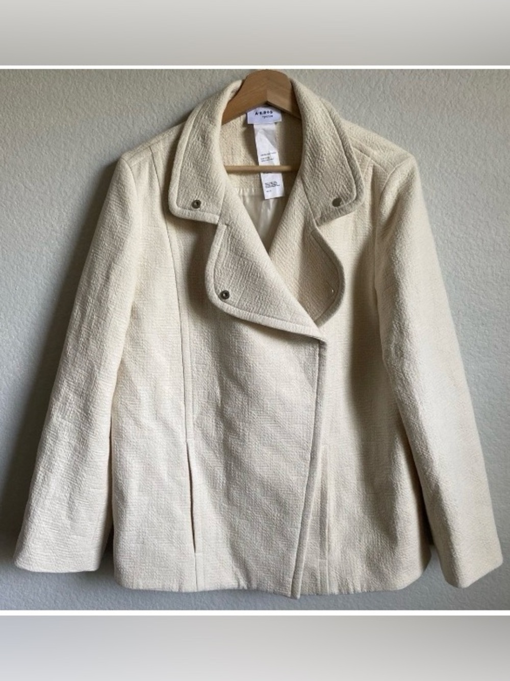 Akris Punto Asymmetric Cotton Textured Moto Jacket Convertible Funnel Neck US 6 - Picture 8 of 16